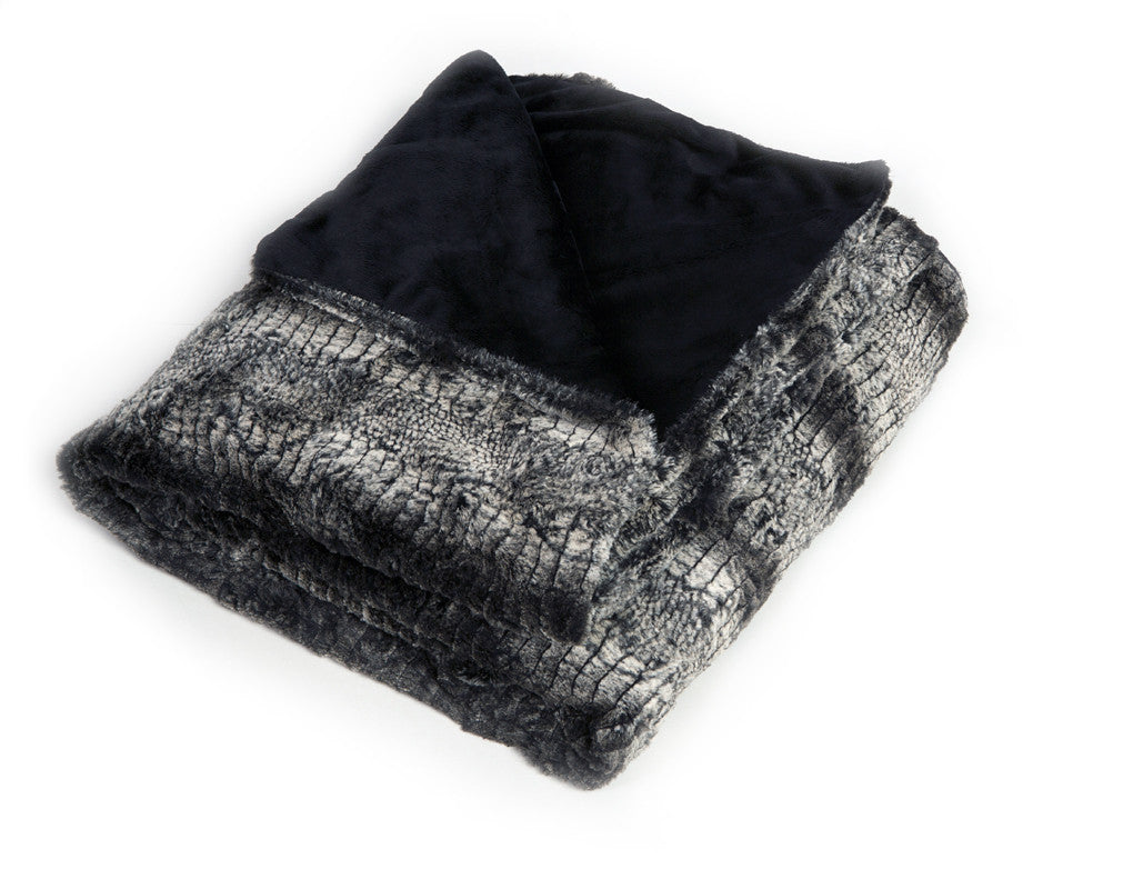 Croc Black & Flat Minky Black Throw