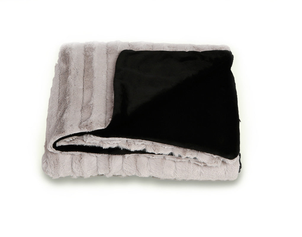 Cuddle Stripe Grey & Flat Minky Black